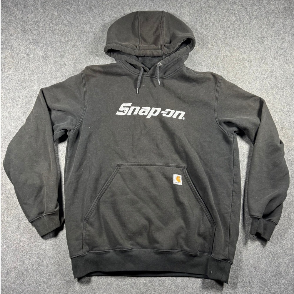 Carhartt Snap-on Mens Black Midweight Hooded Sweatshirt Size Medium Regular
